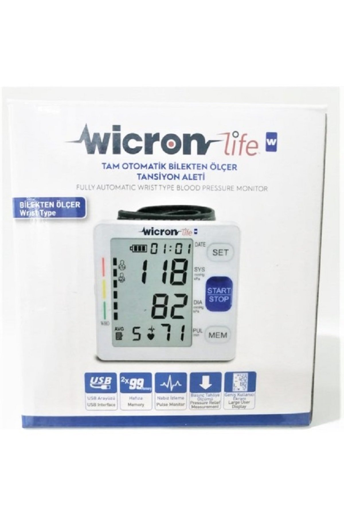 Wicron Life Tam Otomatik Bilekten Ölçer Tansiyon Aleti Rak-288