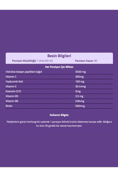 Şeftali Aromalı Shot Kolajen 40mlx30 Shot