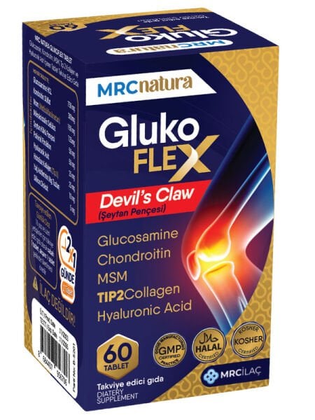 MRC NATURA GLUKOFLEX ''AĞRI KESİCİ'' Glukozamin Condro. MSM Tip2 kol. Devil's Claw Hyal.asit 60 tab
