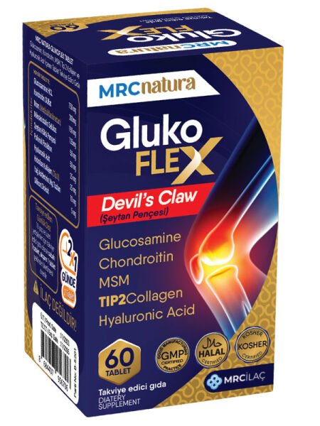 MRC NATURA GLUKOFLEX ''AĞRI KESİCİ'' Glukozamin Condro. MSM Tip2 kol. Devil's Claw Hyal.asit 60 tab
