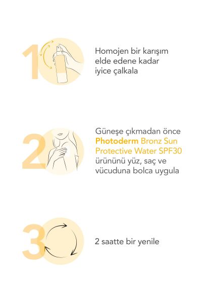 Photoderm Bronz Sun Protective Water SPF30 Bronzlaştırıcı Güneş Koruyucu Yüz, Vücut, Saç 200 ml