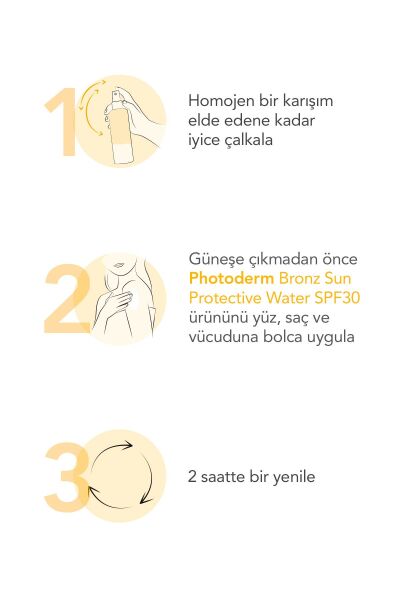 Photoderm Bronz Sun Protective Water SPF30 Bronzlaştırıcı Güneş Koruyucu Yüz, Vücut, Saç 200 ml