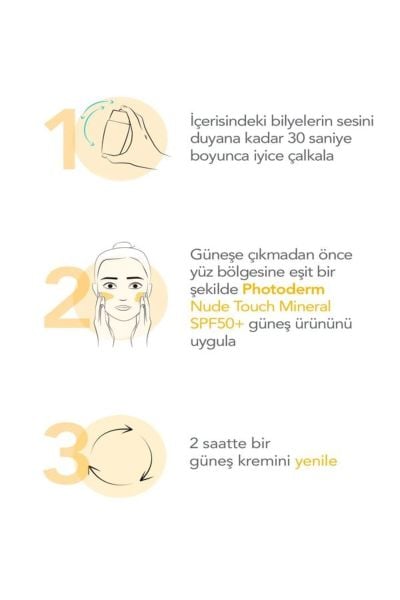 Photoderm NUDE Touch SPF50+ Light %100 mineral Doğal kapatıcı etkili yüksek güneş koruyucu