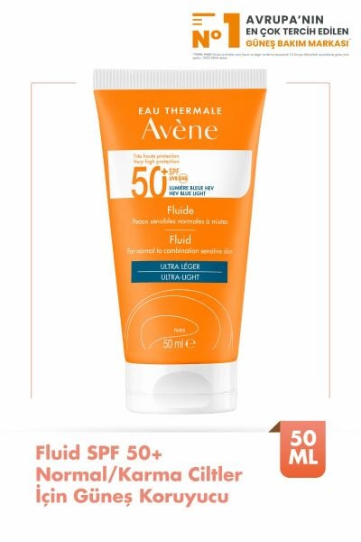 Fluid SPF 50+ Normal Veya Karma Ciltler için Yüksek Korumalı Güneş Kremi 50 ml