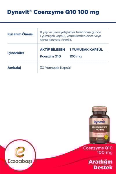 Coenzyme Q10 100 Mg 30 Yumuşak Kapsül