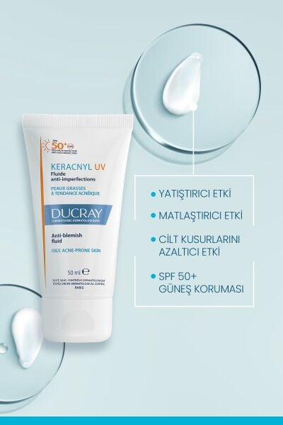 Keracnyl UV Fluid SPF 50+ Yağlı ve Akneye Eğilimli Ciltler için Matlaştırıcı Güneş Kremi 50 ml