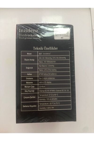 Dijital inzidenz B07 model tansiyon aleti Pilli Kol