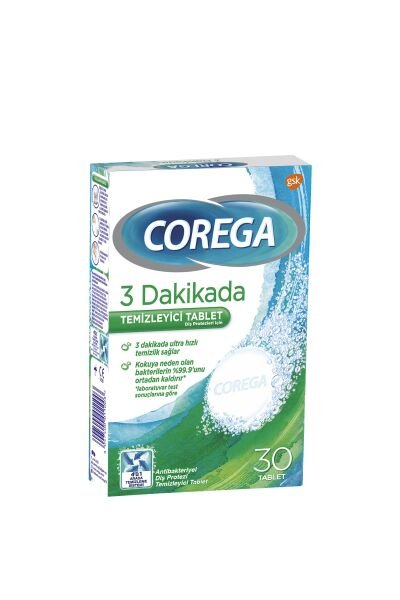 Corega Diş Temizleyici Beyazlatıcı 30 Tablet