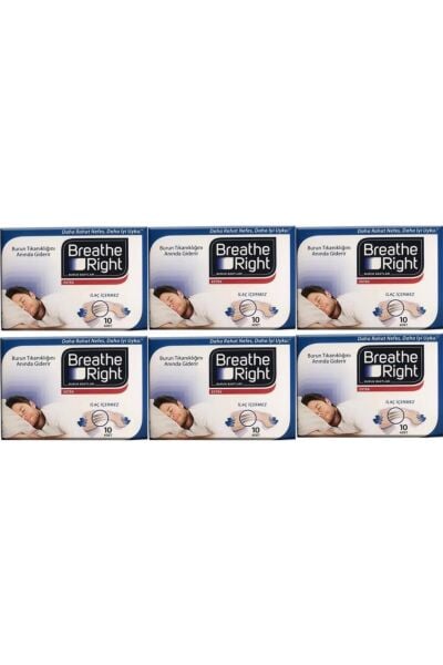 Breathe Right Extra Burun Bantları Yeni 10'lu Ambalajında X 6 Kutu (60 Adet)